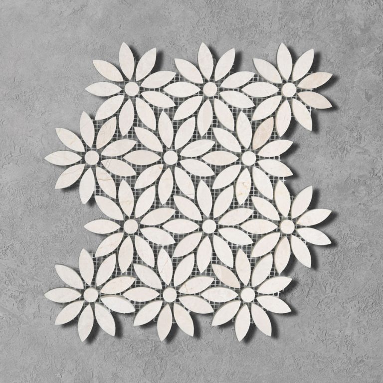 White Emperador Marble Flower Mosaic