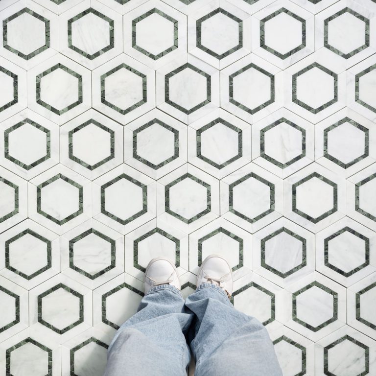 Verde Green Framed Hexagon Mosaic