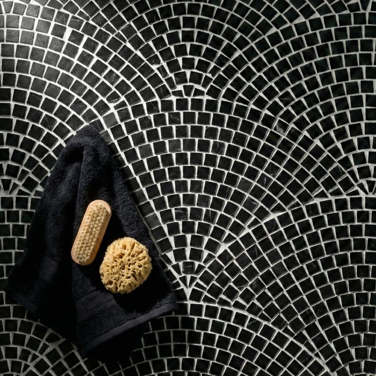 Nero Black Marble Fan Scallop Mosaic