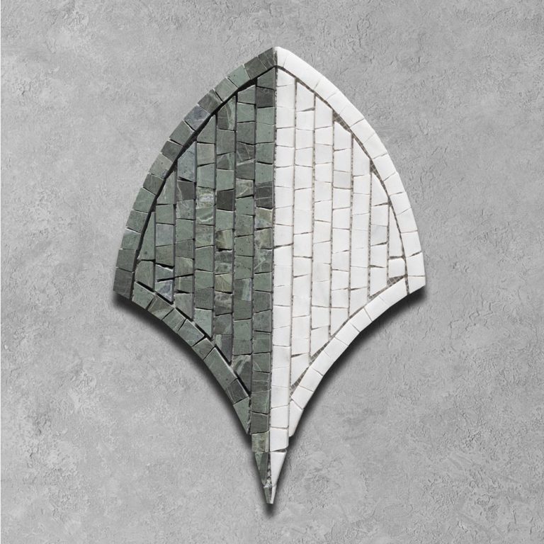 Calacatta and Verde Shield Fan Mosaic