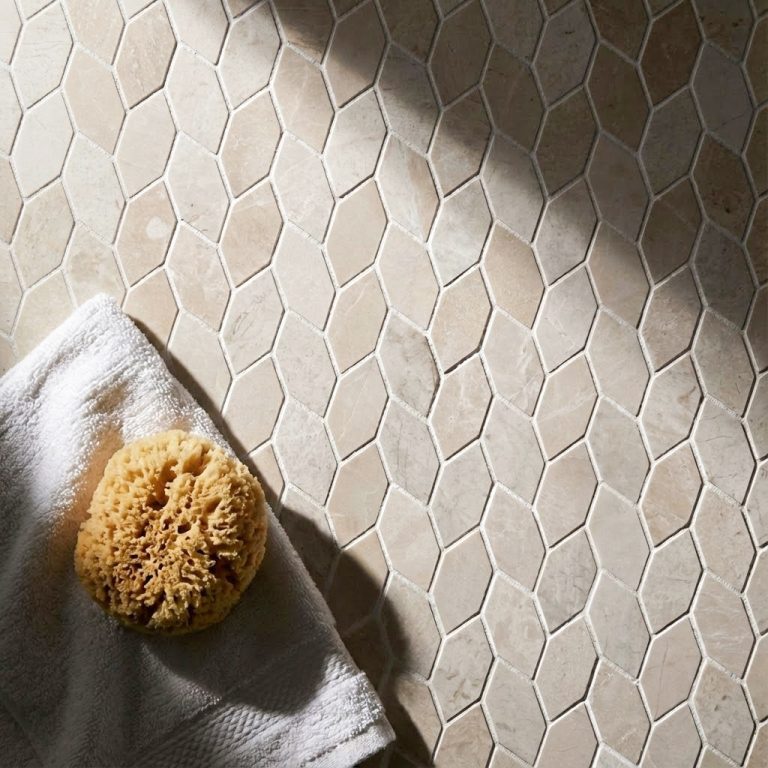 White Emperador Marble Ivy Mosaic