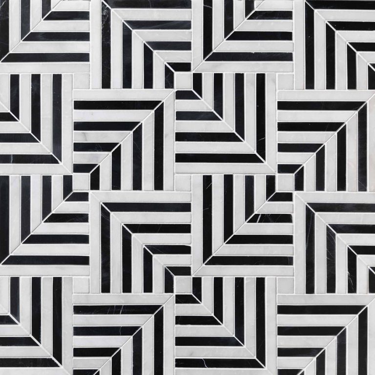 Calacatta and Nero Marble Maze Mosaic