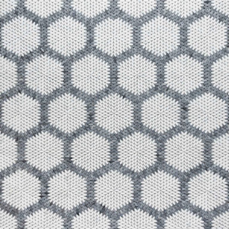 Calacatta and Bluestone Marble Flora Flower Mosaic