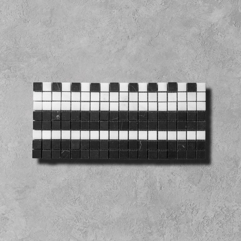Calacatta and Nero Marble Border Mosaic