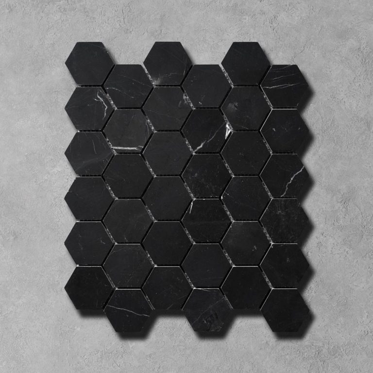 Nero Marquina Honed Hexagon Marble Mosaic