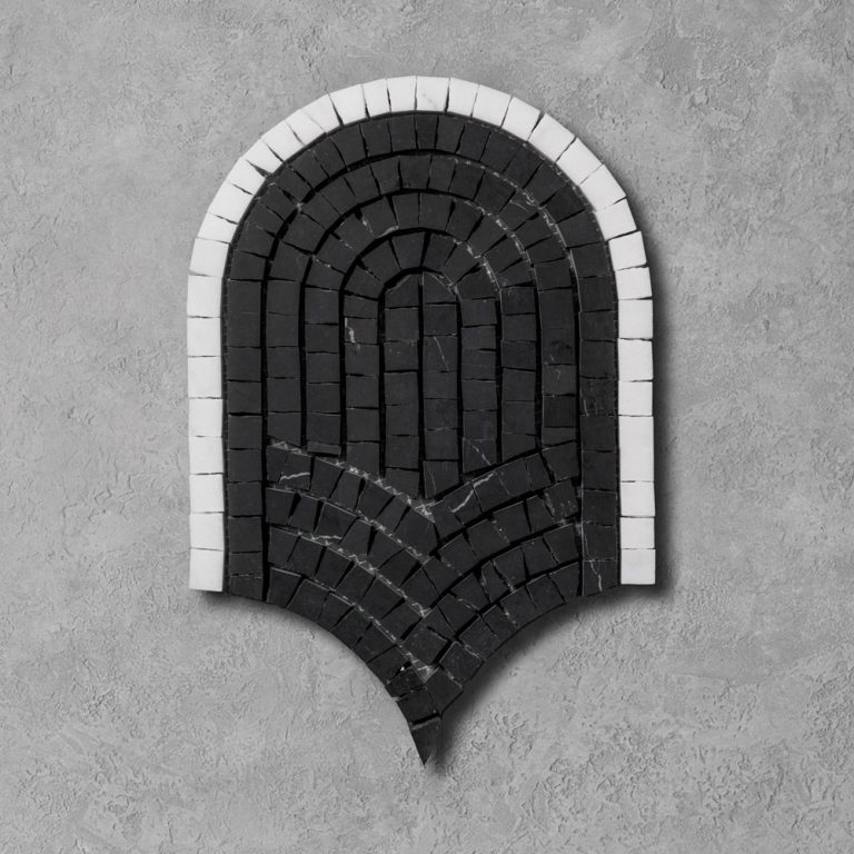 Nero Black Calacatta Marble Framed Fan Mosaic