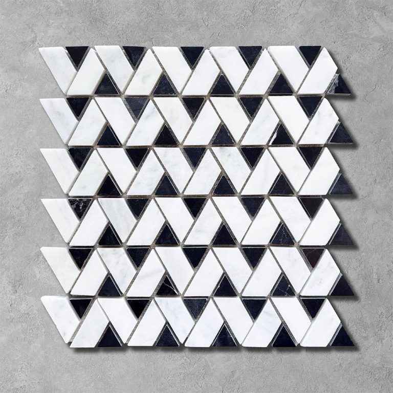 Nero and Calacatta Geo Marble Mosaic