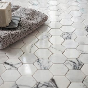 Calacatta Lilac Marble Hexagon Mosaic Flooring