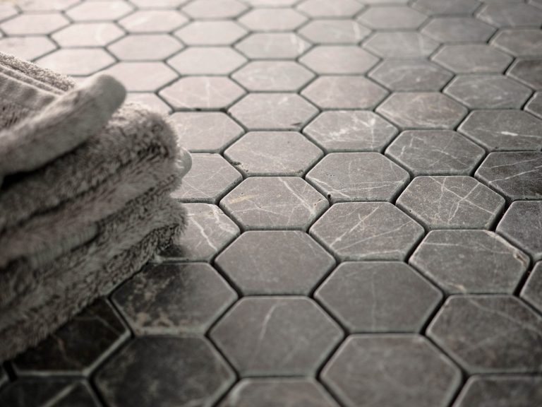 Nero Marquina Tumbled Hexagon Marble Mosaic