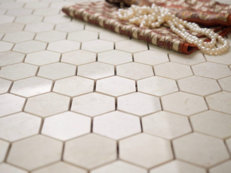 White Emperador Marble Hexagon Mosaic