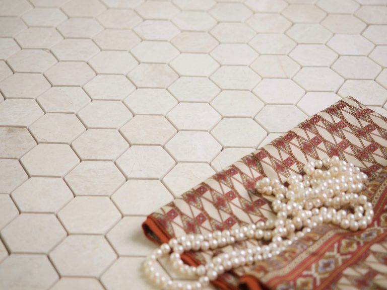 White Emperador Marble Hexagon Mosaic