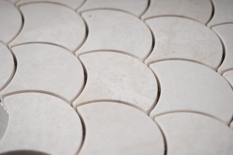 White Emperador Marble Scallop Shell Mosaic