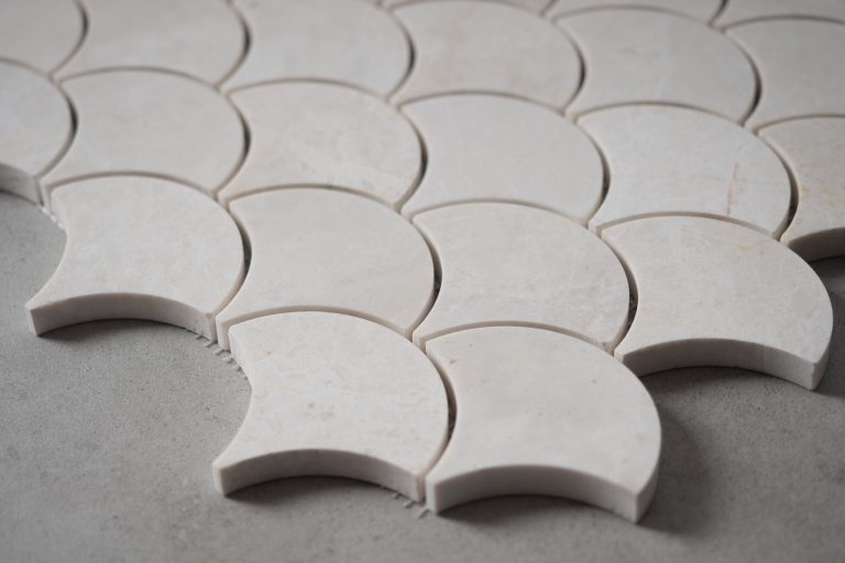 White Emperador Marble Scallop Shell Mosaic