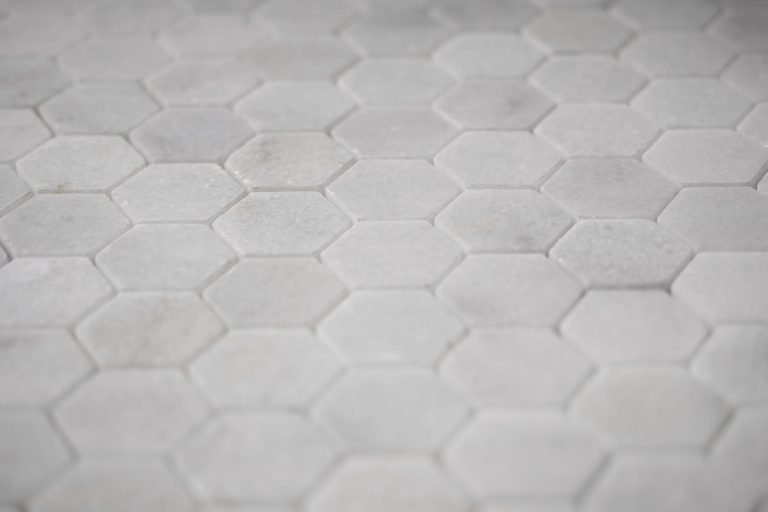 Aegean White Marble Honed Penny Hexagon Mosaic
