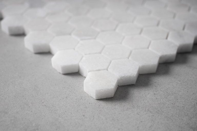 Aegean White Marble Honed Penny Hexagon Mosaic