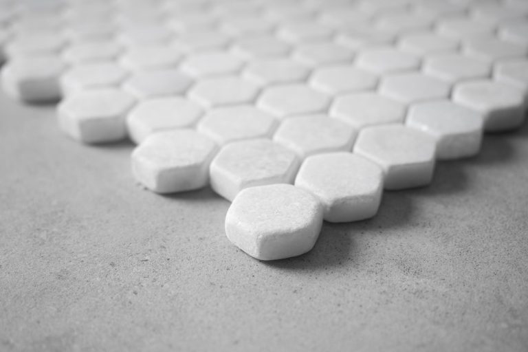 Aegean White Marble Tumbled Penny Hexagon Mosaic