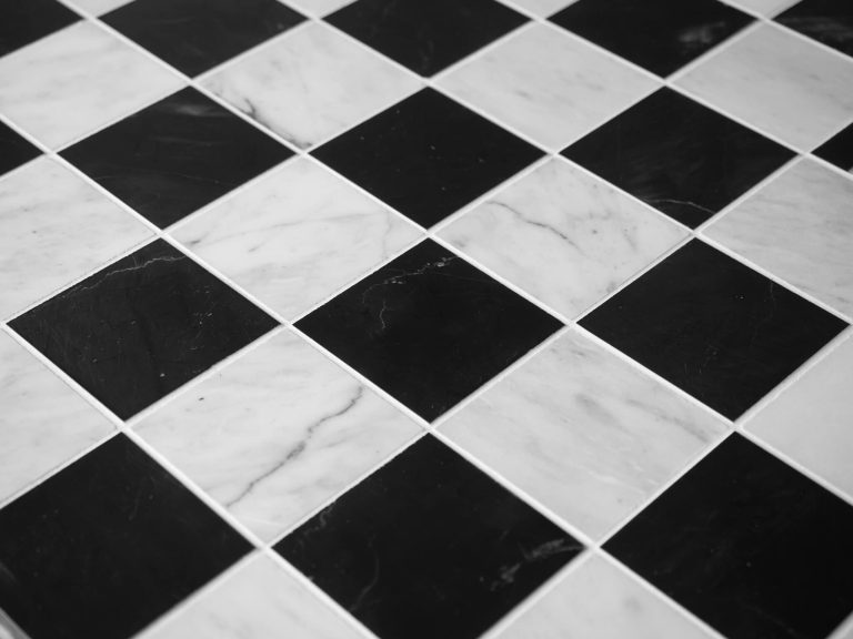 Checkerboard Honed Calacatta and Nero Marquina Marble
