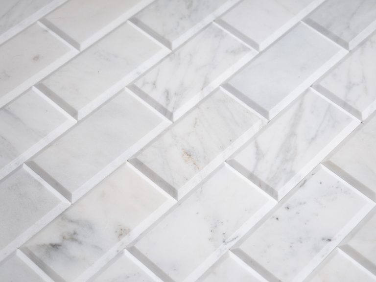 Calacatta White Bevelled Marble Tile