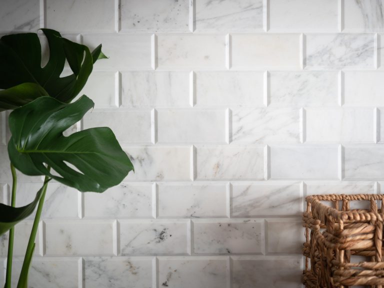 Calacatta White Bevelled Marble Tile