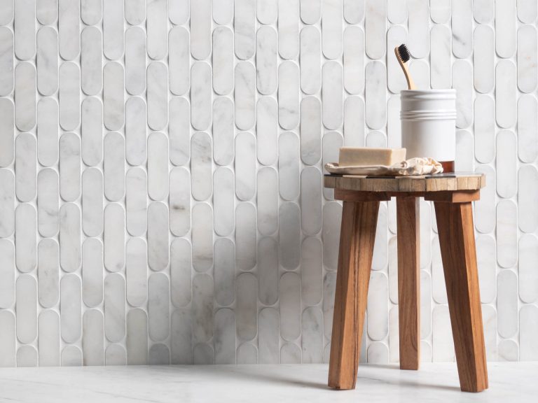 Calacatta Marble Pill Mosaic Bathroom