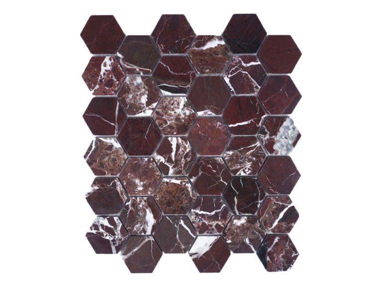 Rosso Levanto Marble Hexagon Mosaic