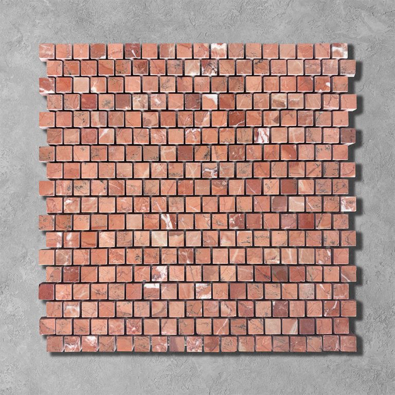 Rosso Marble Staggered Mini Mosaic