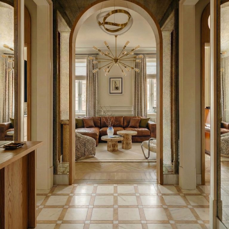 Limestone and Calacatta Marble Savoy Frame Mosaic