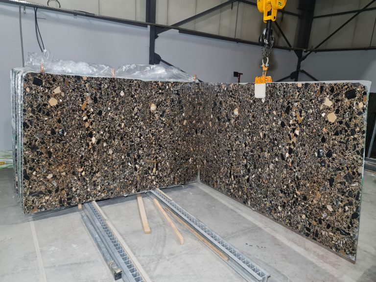 Terrazzo Conglomerate Black Marble Slab 41762
