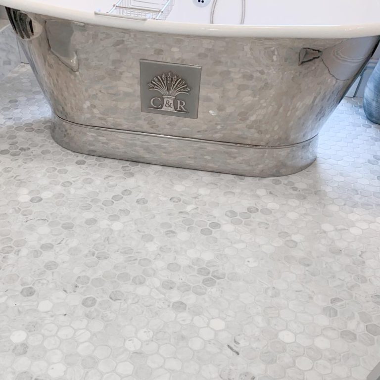 Aegean White Marble Tumbled Hexagon Mosaic