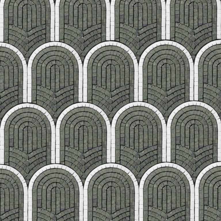 Verde Green Marble Framed Fan Mosaic