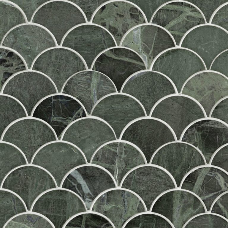 Verde Green Marble Scallop Shell Mosaic