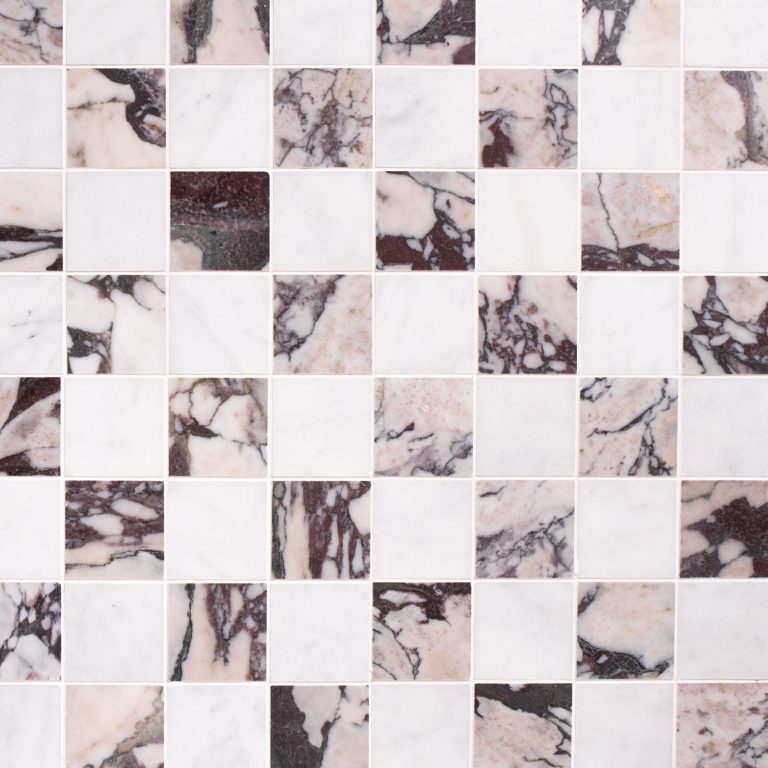 Arabescato Viola Marble Checkerboard Mosaic