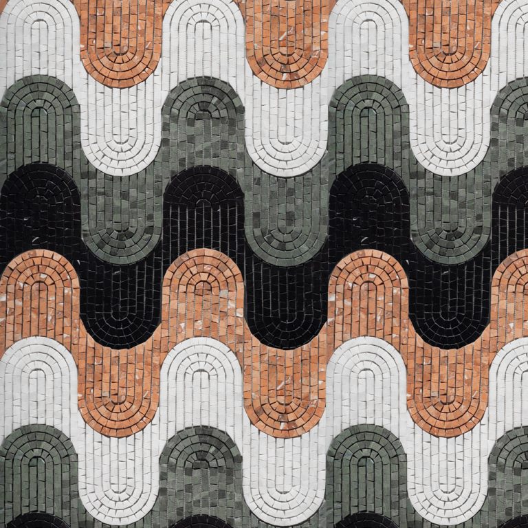 Bluestone Grey Marble Wave Mini Mosaic