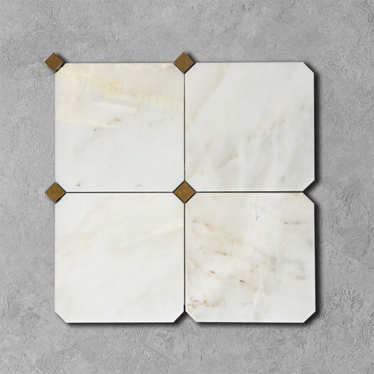 Calacatta Amber and Tobacco Octagon Midi Marble Mosaic