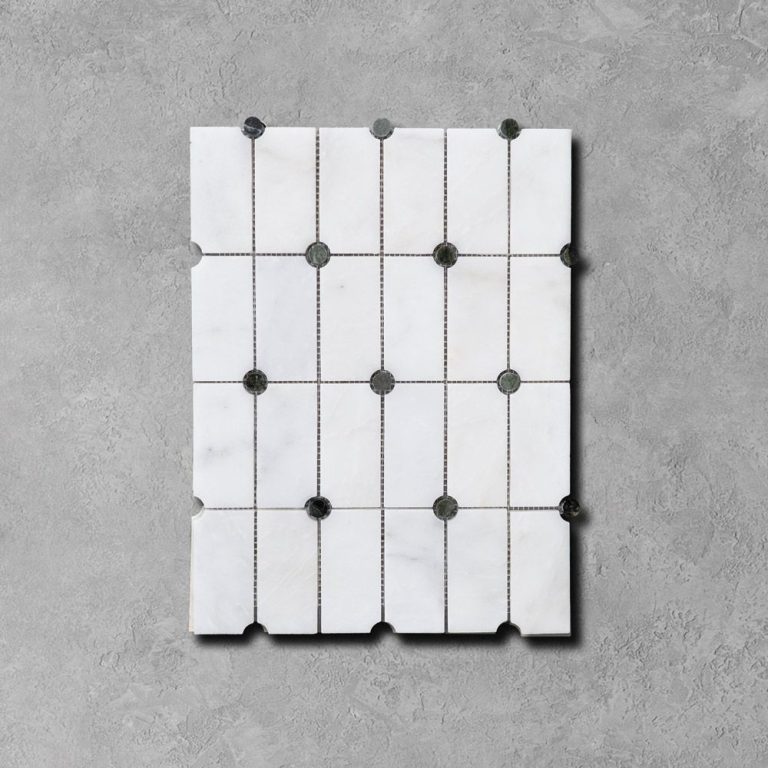 Calacatta White and Verde Green Rivet Mosaic 2