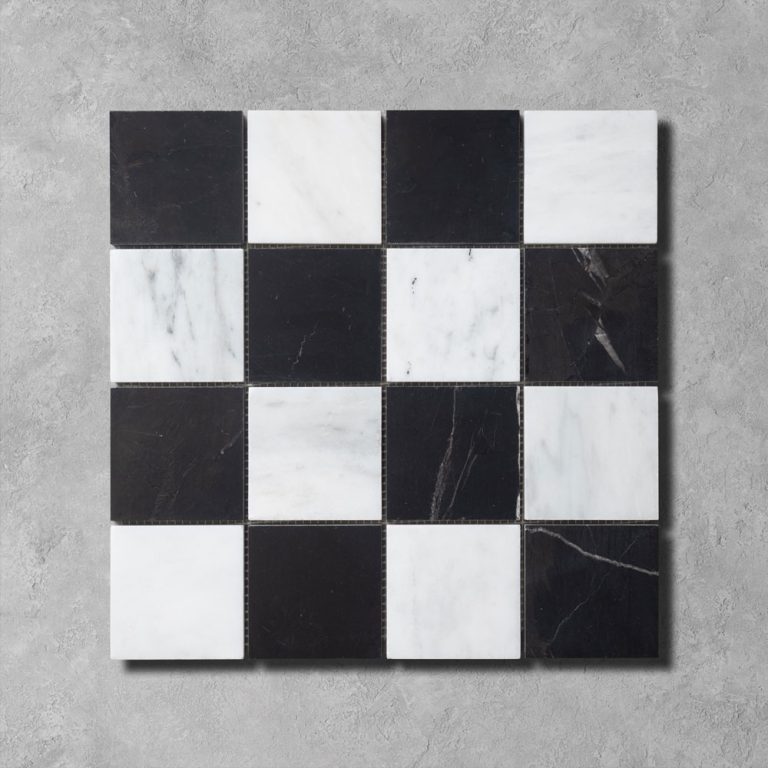 Checkerboard Honed Calacatta and Nero Marquina Marble