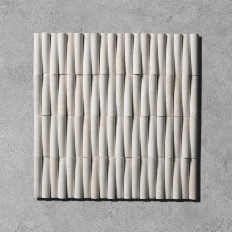 White Emperador Marble Bamboo Fluted Mosaic