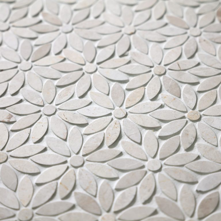White Emperador Marble Flower Mosaic