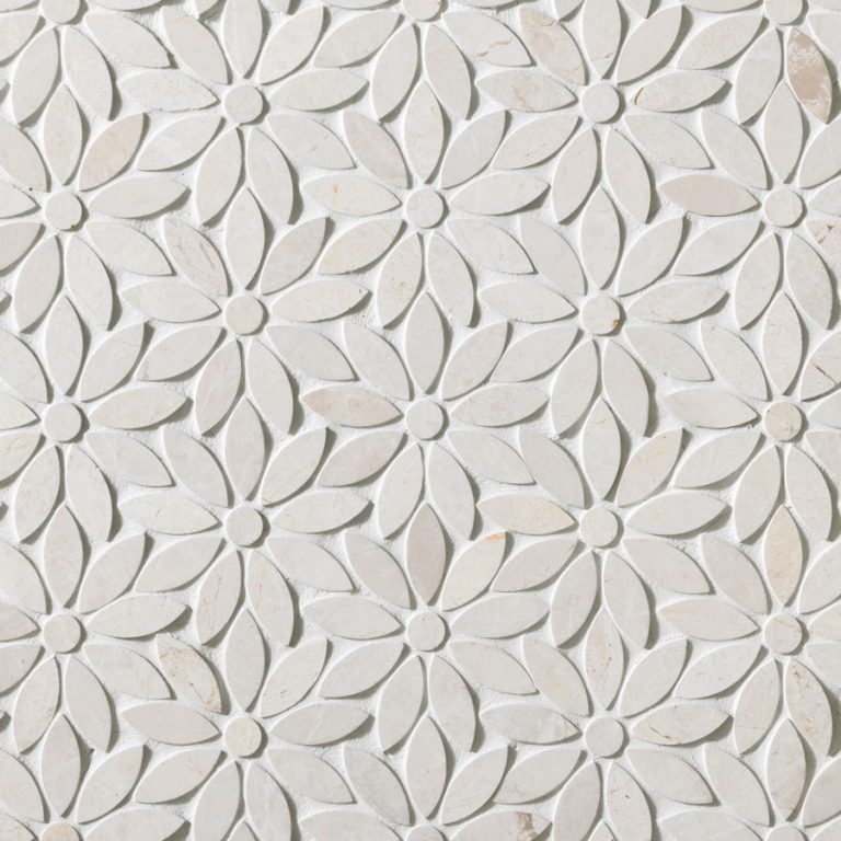 White Emperador Marble Flower Mosaic