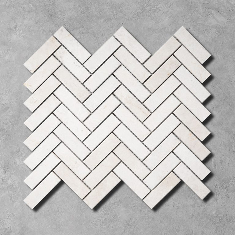 White Emperador Marble Herringbone Mosaic