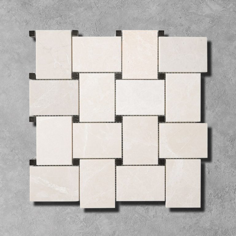 White Emperador Marble Large Basket Mosaic