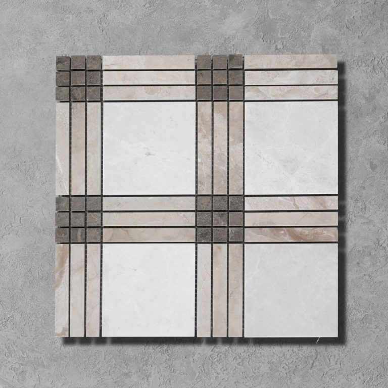 White Emperador Marble Plaid Mosaic