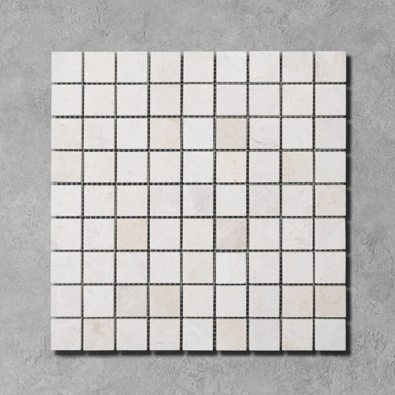 White Emperador Marble Square Mosaic