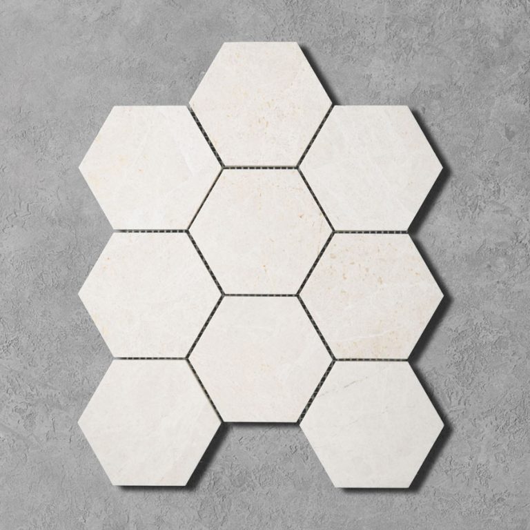 White Emperador XL Hexagon Marble Mosaic