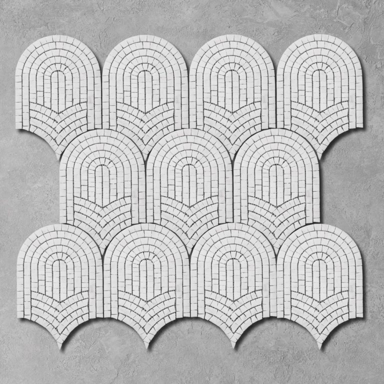 Calacatta White Marble Fan Mosaic