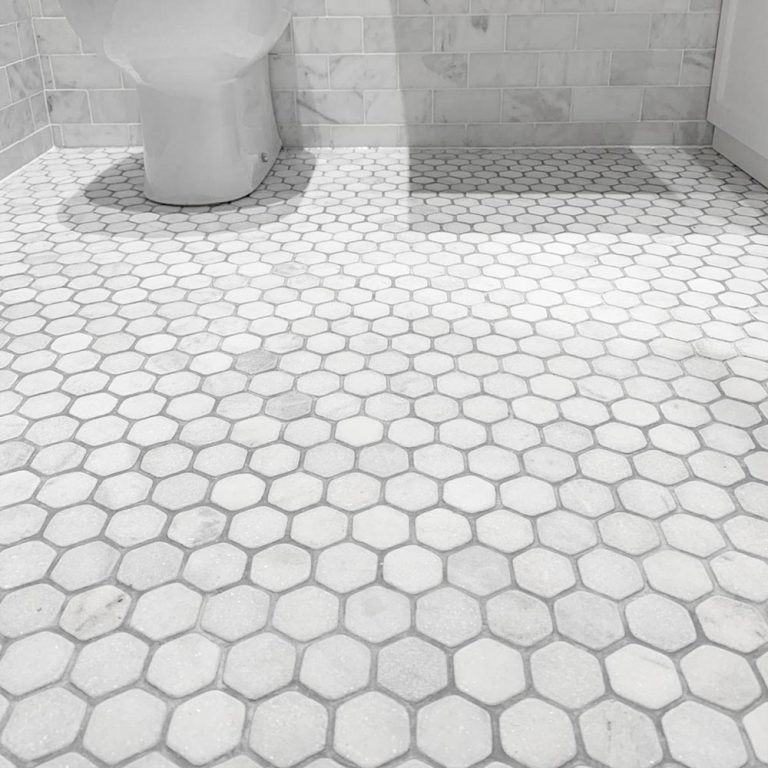 Aegean White Marble Tumbled Hexagon Mosaic
