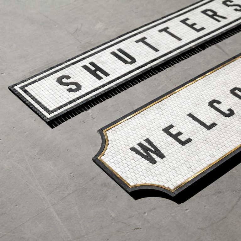 Black & White Typographic Marble Mosaic Lettering