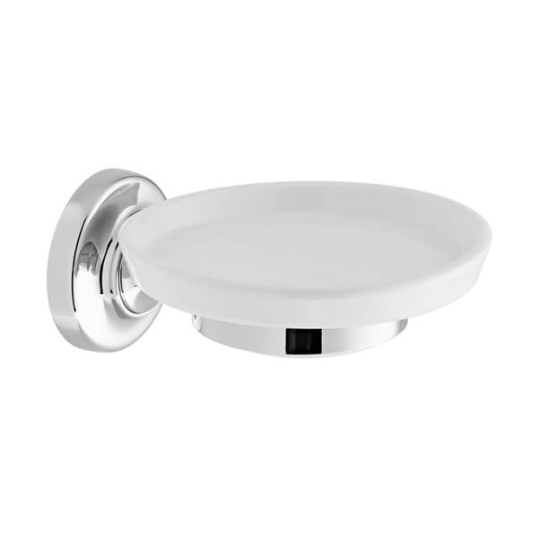 Booth & Co. Axbridge Traditional Round Ceramic Soap Dish and Holder
