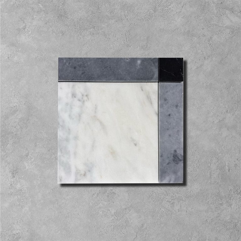 Bluestone and Calacatta white Marble Savoy Frame Mosaic Tiles