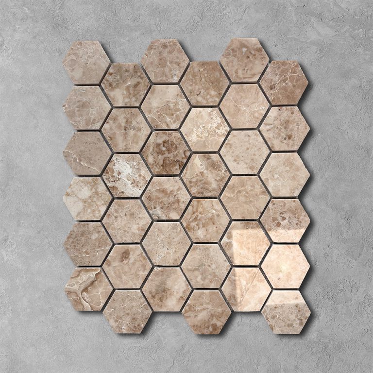 Cappuccino Polished Marble Hexagon Mosaic - 2m2